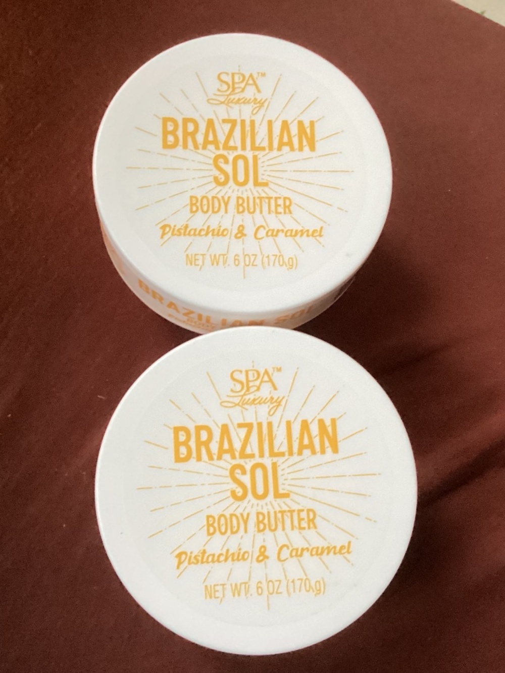 Spa Luxury Brazilian Sol Body Butter Pistachio & Caramel Bundle 6 oz each